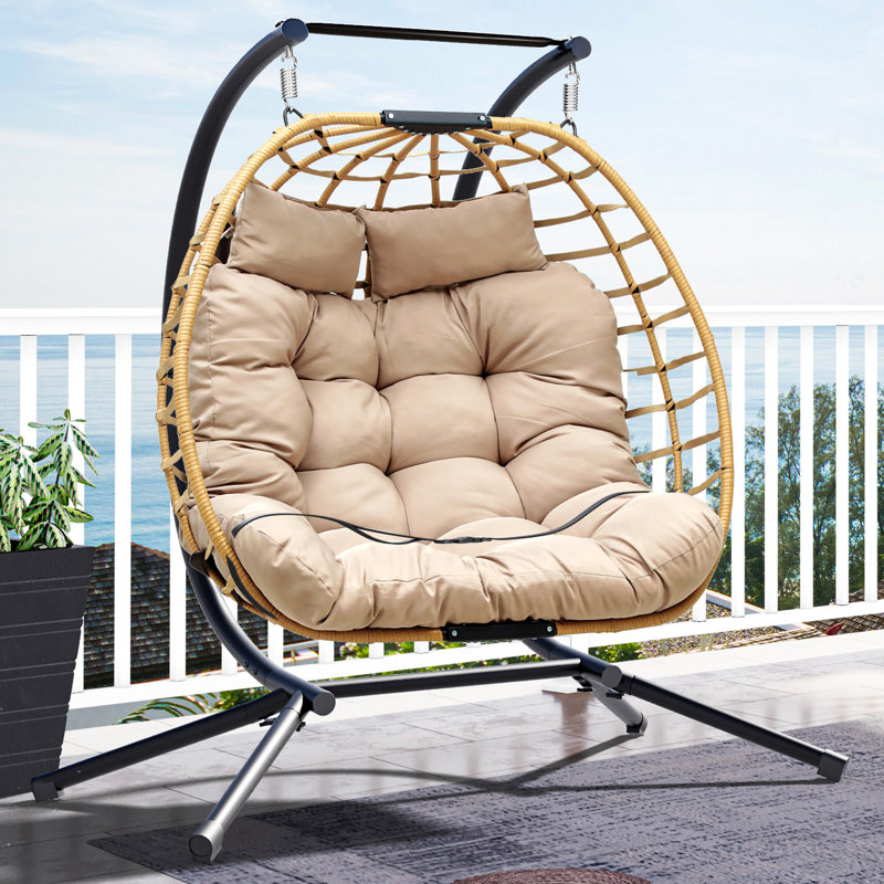 Cleota 2 Person Swing Chair with Stand Brown